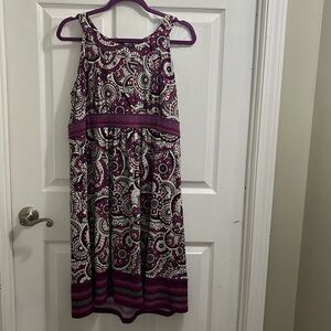 Paisley Purple, White and Black Dress
